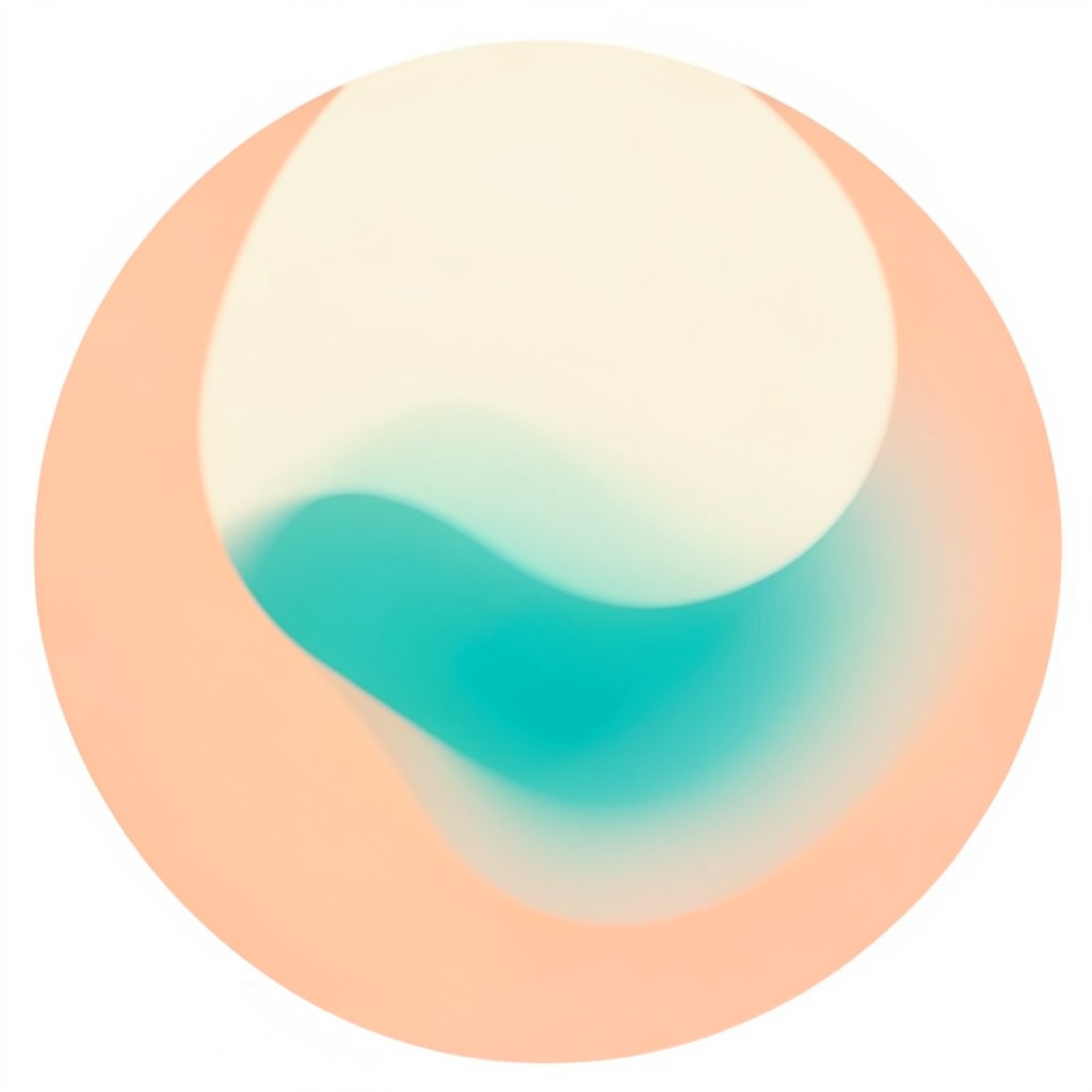 A soft circular abstract icon in warm peach and cream tones, gentle and approachable