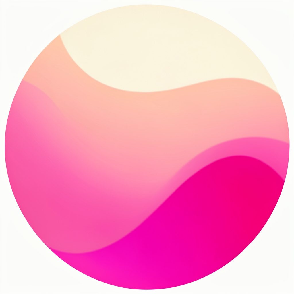 A soft circular abstract portrait area in warm peach and cream tones, gentle and approachable